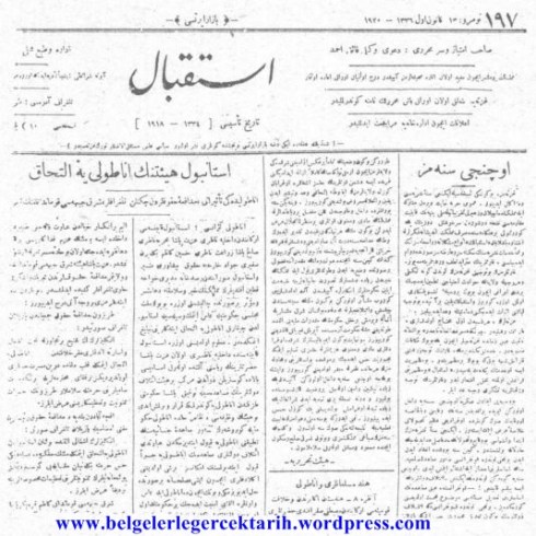 13. 12. 1920 kapatilan yasaklanan gazeteler trabzon istikbal gazetesi faik ahmed