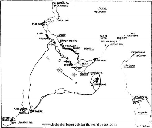 19 yy da Istanbul da Endüstri Bölgelerini bulundugu yerler
