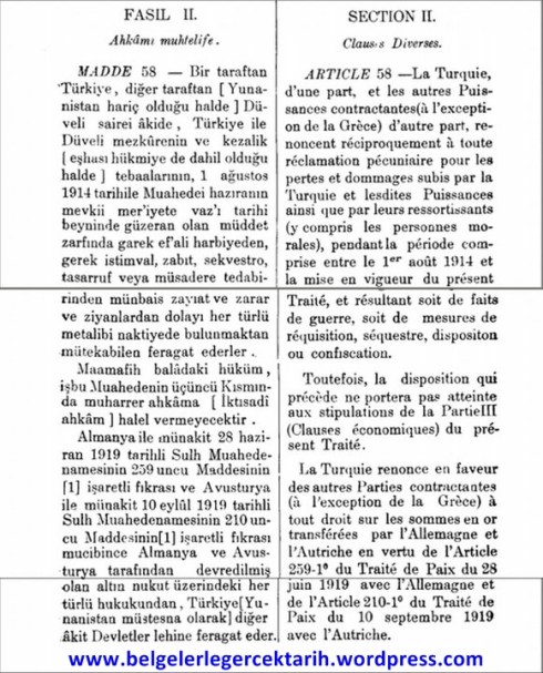 Lozan anlasmasi 58 madde kemal atatürk inönü dr riza nur