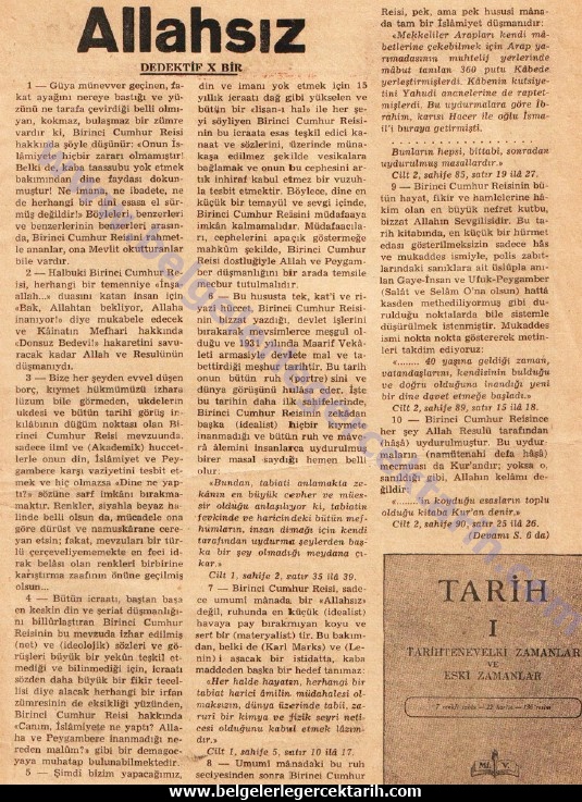 atatürk necip fazil kisakürek m. kemal allahsiz büyük dogu dergisi 22 aralik 1950, sayi 40, sayfa 3. dedektif x bir necip fazil kisakürek