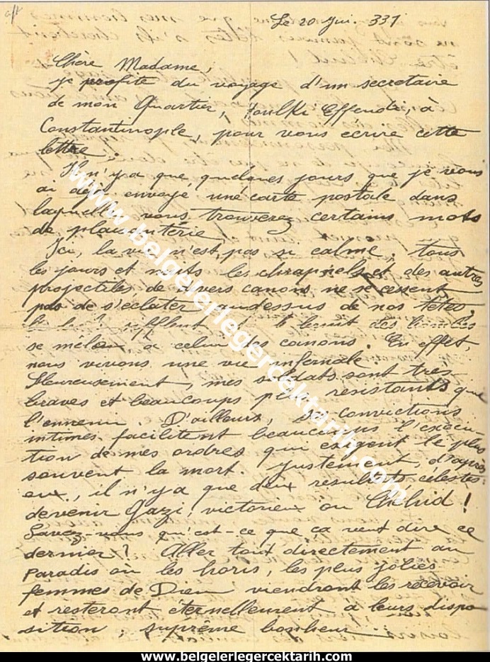 m. kemal atatürkün madame corinne yazdigi mektup 20 temmuz 1915 atatürk madam corinne