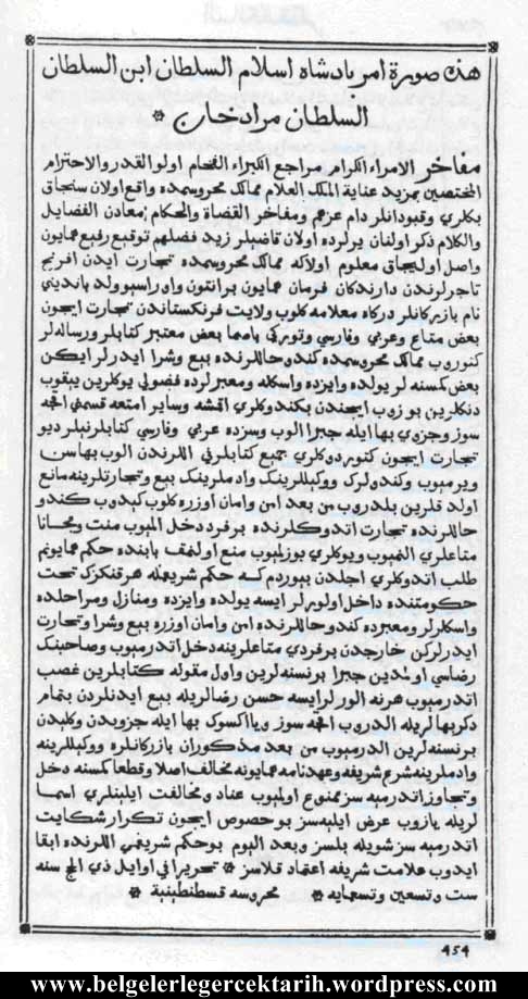 Padisah Sultan Ücüncü Muradin matbaada basilan yabancilarin kitaplari hakkinda fermani osmanlida matbaa