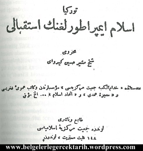 Hintli Seyh Müsir Hüseyin Kaydavi Hüddamul Kabe Cemiyeti Türkiye Islam Imparatorlugunun Istikbali hilafet halifelik