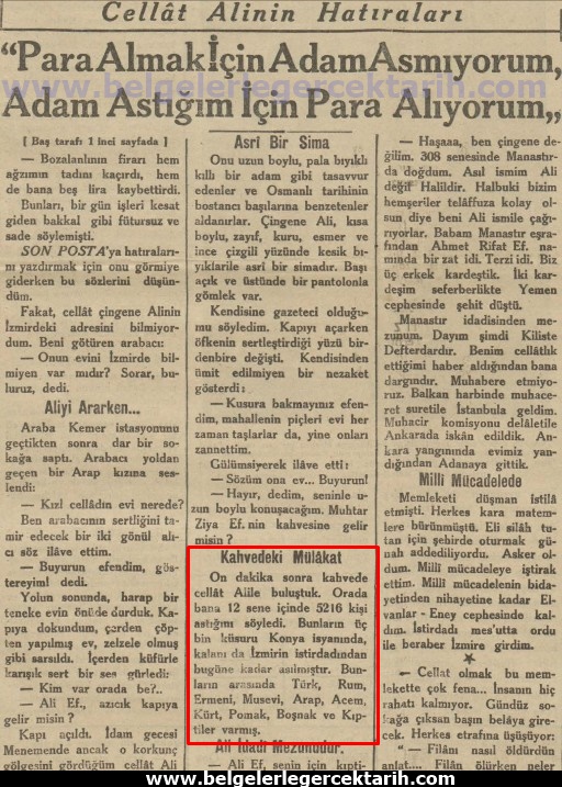 Cellat kara ali son posta kac kisi idam edildi kac kisi asildi istiklal mahkemeleri