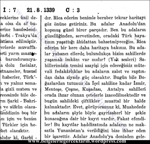 lozan anlasmasi mecliste tenkid edildi sükrü kaya bey tutanak