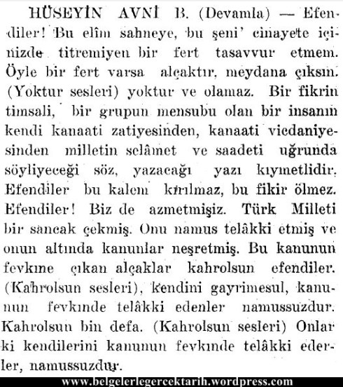 ali sükrü topal osman olayi hüseyin avni meclis tutanagi