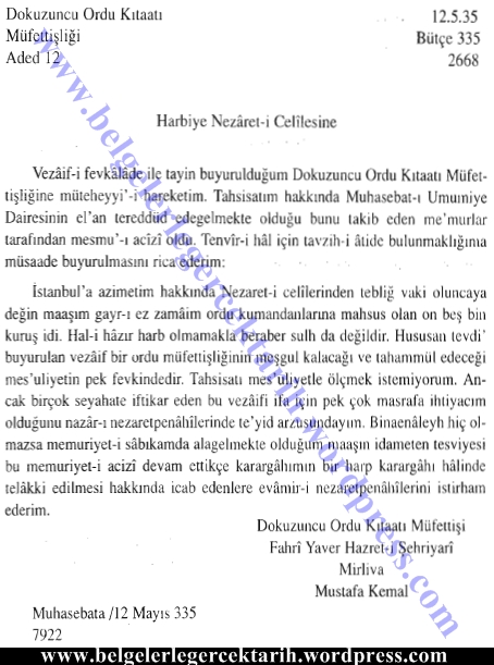 belge 2 tahsisat maas kemal atatürk kurtulus savasi padisah vahdettin latinize