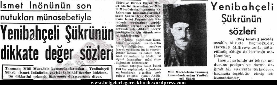 Milliyet gazetesi 17 Mayis 1952 Yenibahceli Sükrü Oguz Ismet Inönü