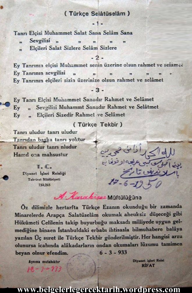 Türkce Ezan, Türkce Salatu Selam, Türkce tekbir, Türkce ibadet Atatürk müslüman mi, Atatürk dindar mi, Atatürk dinsiz mi Tanri Uludur, Atatürk Ezan