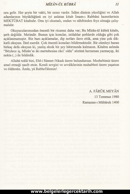 Abdülvehhab Sarani Imam Sarani Mizanül Kübra Dört hak mezhebin büyük fikih kitabi ve tasavvufi yorumlari sayfa 11
