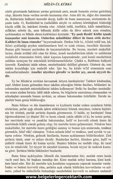 Abdülvehhab Sarani Imam Sarani Mizanül Kübra Dört hak mezhebin büyük fikih kitabi ve tasavvufi yorumlari sayfa 16