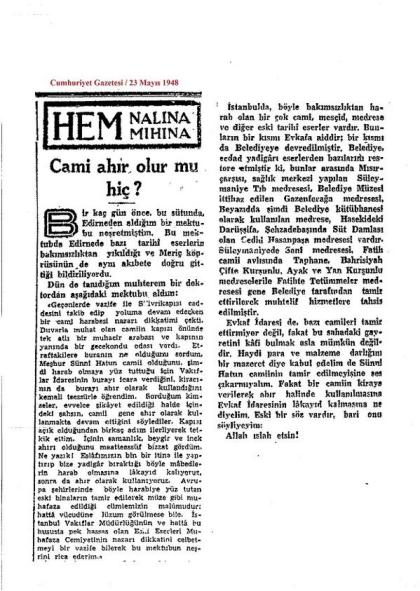 atatürk cami satti mi, inönünün sattigi camiler, m. kemalin sattigi camiler, chpnin sattigi camiler, sinan meydana cevap4jpg