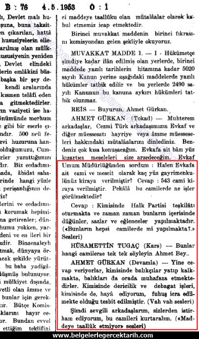 atatürk cami satti mi, inönünün sattigi camiler, m. kemalin sattigi camiler, chpnin sattigi camiler, sinan meydana meclis tutanagi 1