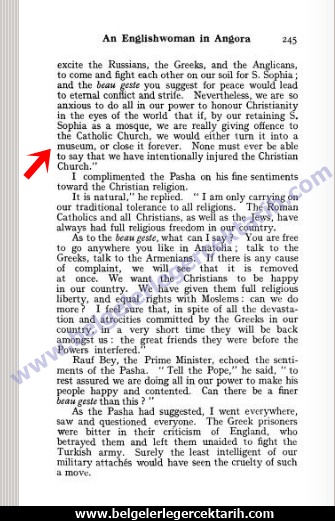 grace mary ellison a englishwoman in angora m. kemal ayasofya atatürk ayasofya kim kapatti, imza ayasofya cami müze, Atatürk papa, m. kemal sayfa 245