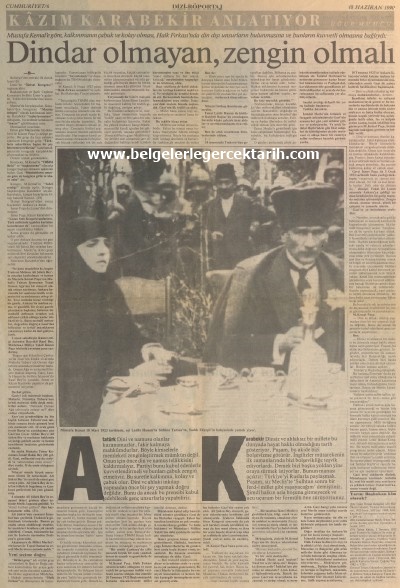 Kazim Karabekir hatiralar ugur mumcu cumhuriyet gazetesi, namusu olanlar kazanamazlar, nasil hiristiyan olacaktik, arapoglunun yaveleri 18 haziran 1990 cumhuriyet 1