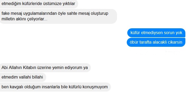 instagramdaki sahtekara cevap arkadasin küfür etmedigine dair beyani