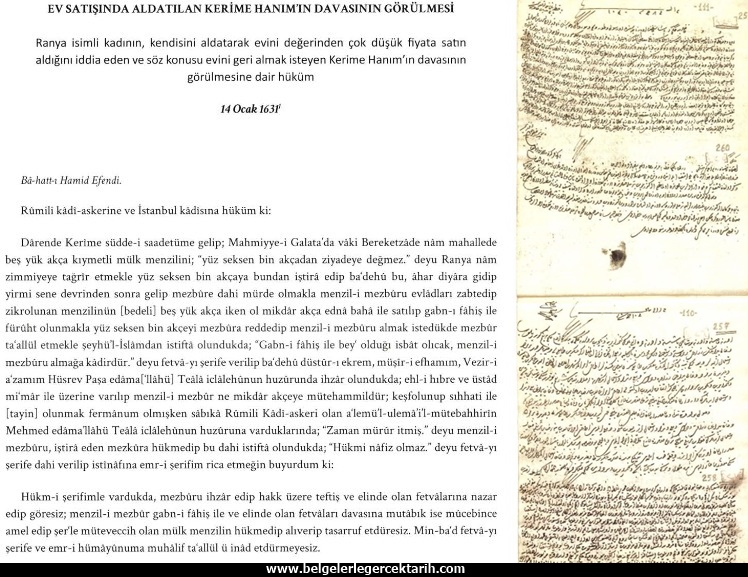 osmanlida ev satisinda aldatilan kadinin davasi