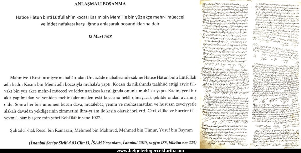 osmanlida kadin anlasmali bosanma